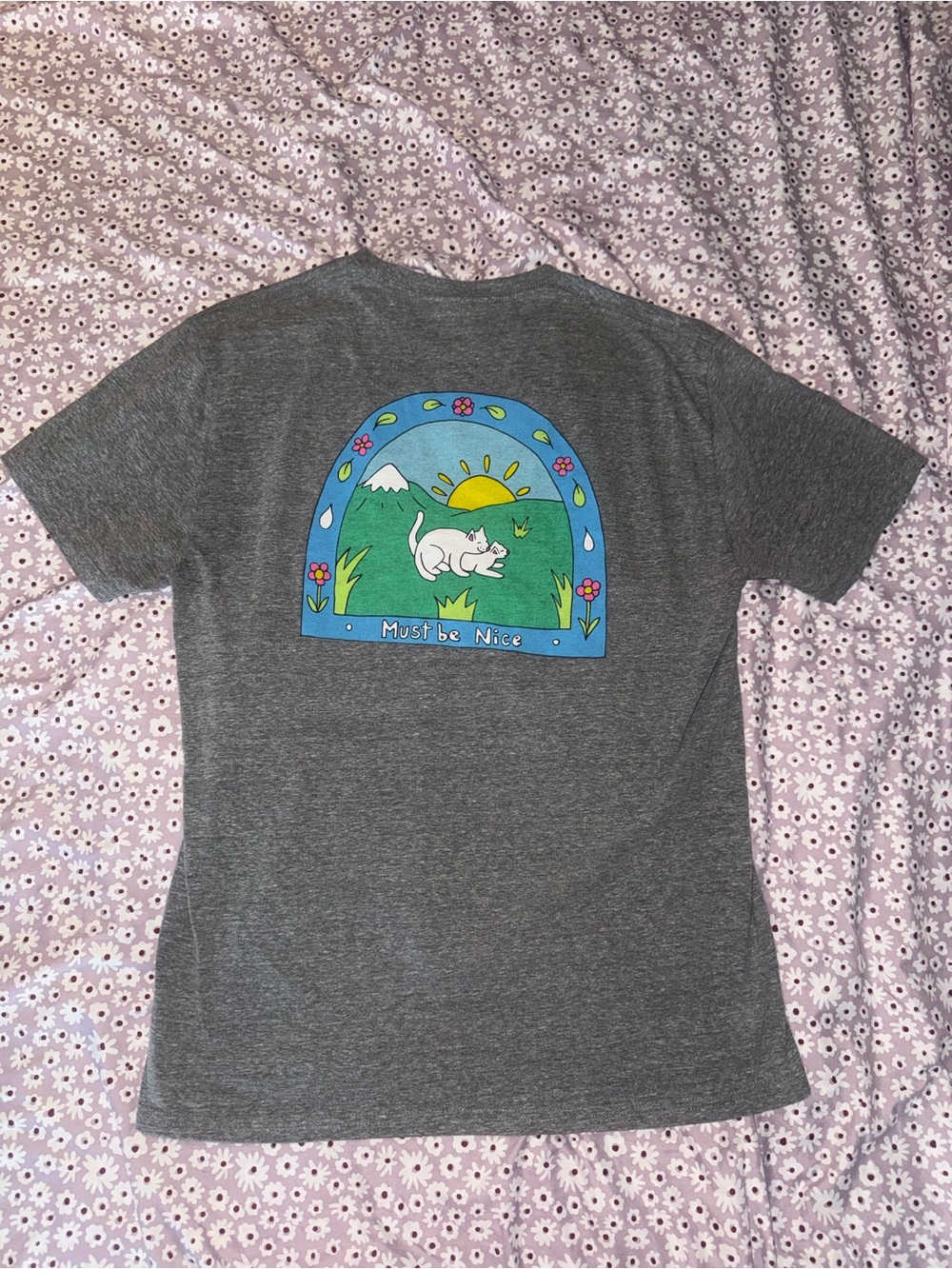 Ripndip gray t-shirt with white cat graphic
